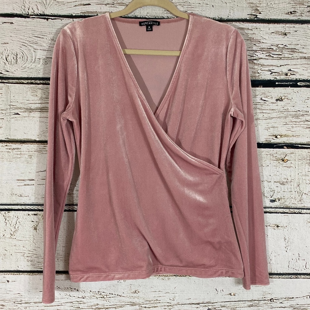J.Crew Merchantile Velvet Wrap Top Long Sleeve